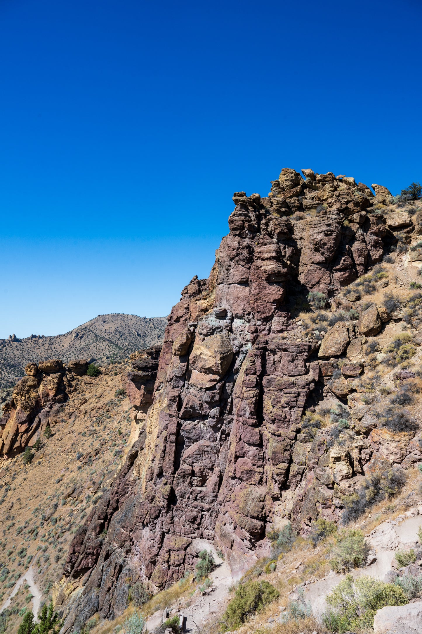 Rugged mountain landscape with a clear blue sky