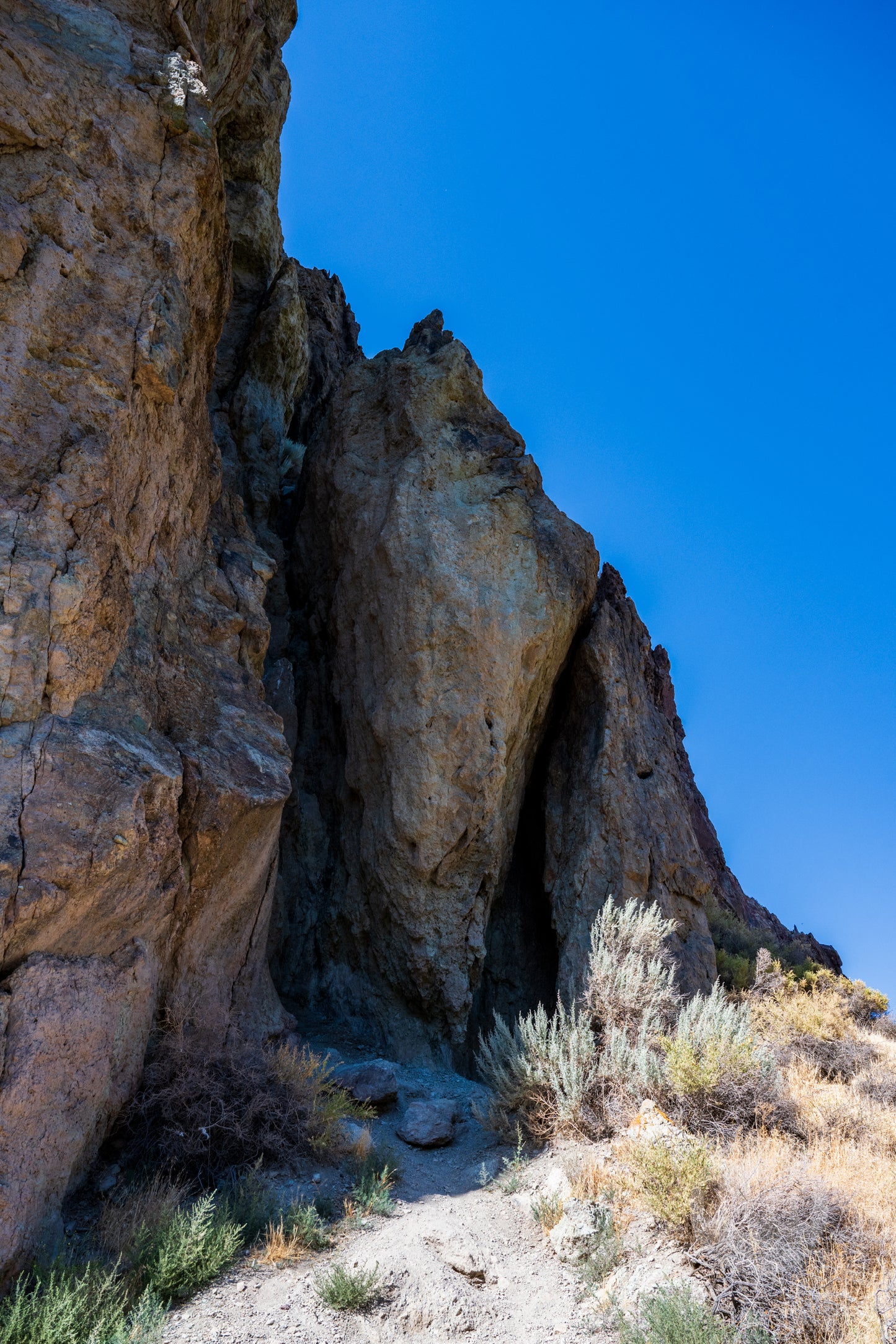 Rocks and desert landscape with clear blue sky