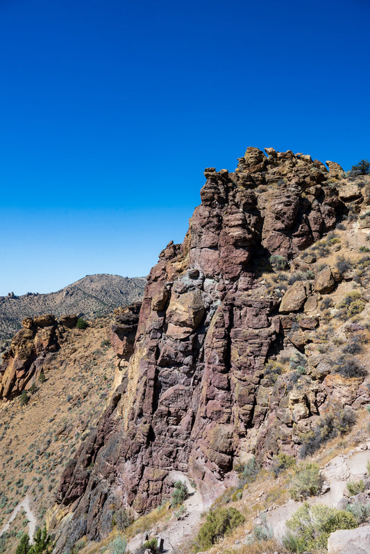 Rugged mountain landscape with a clear blue sky